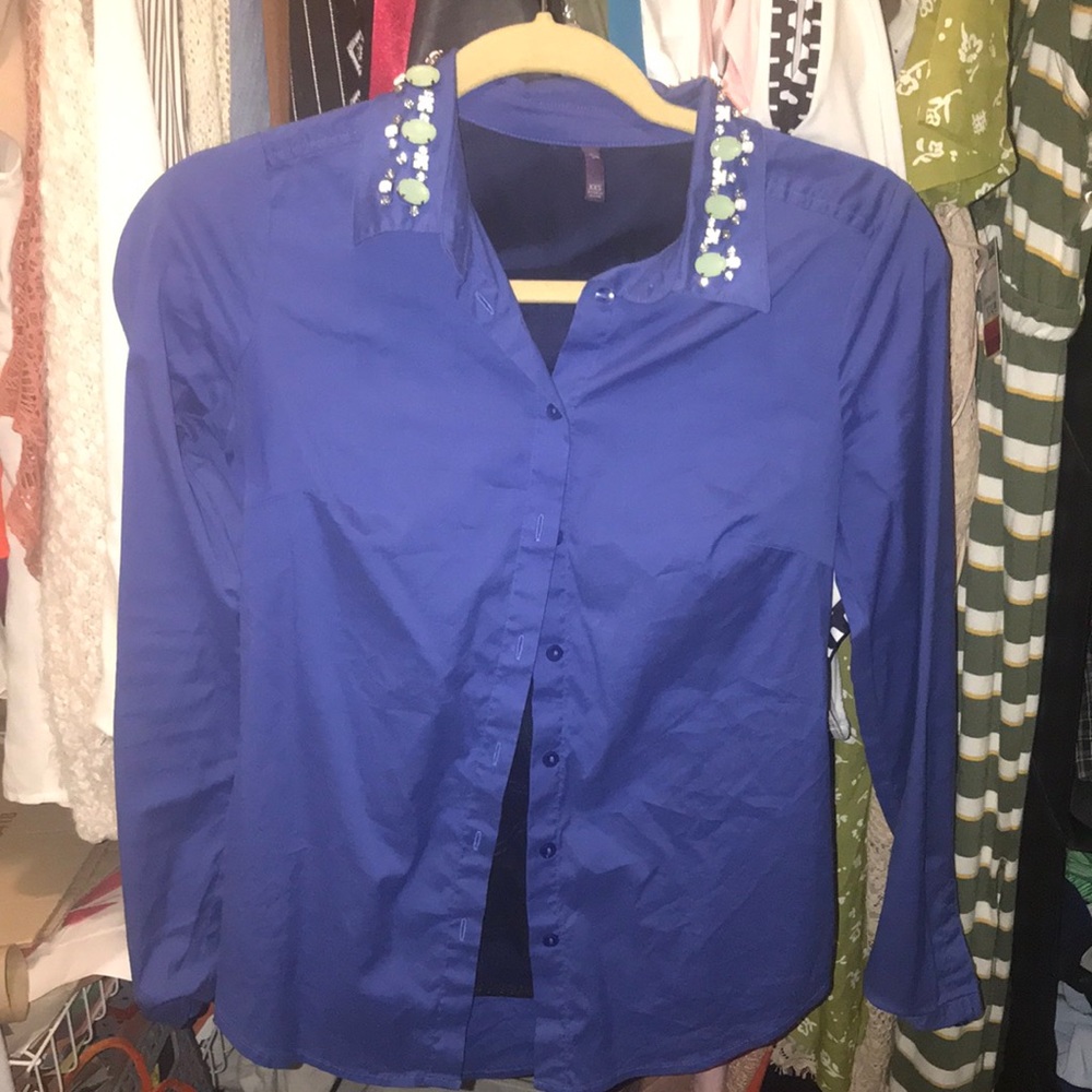 Women’s fancy color blue button down